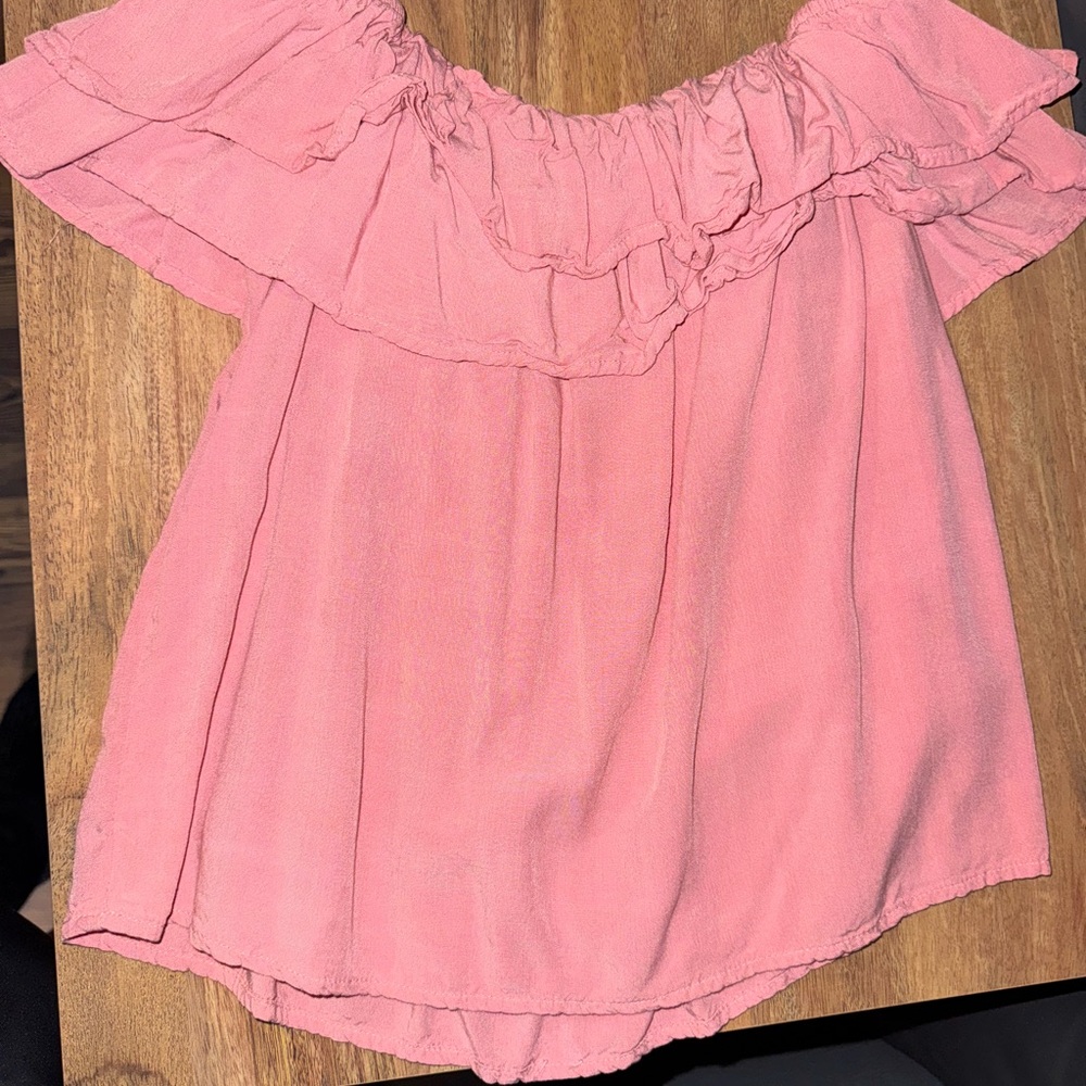 One Clothing Pink Ruffle Blouse